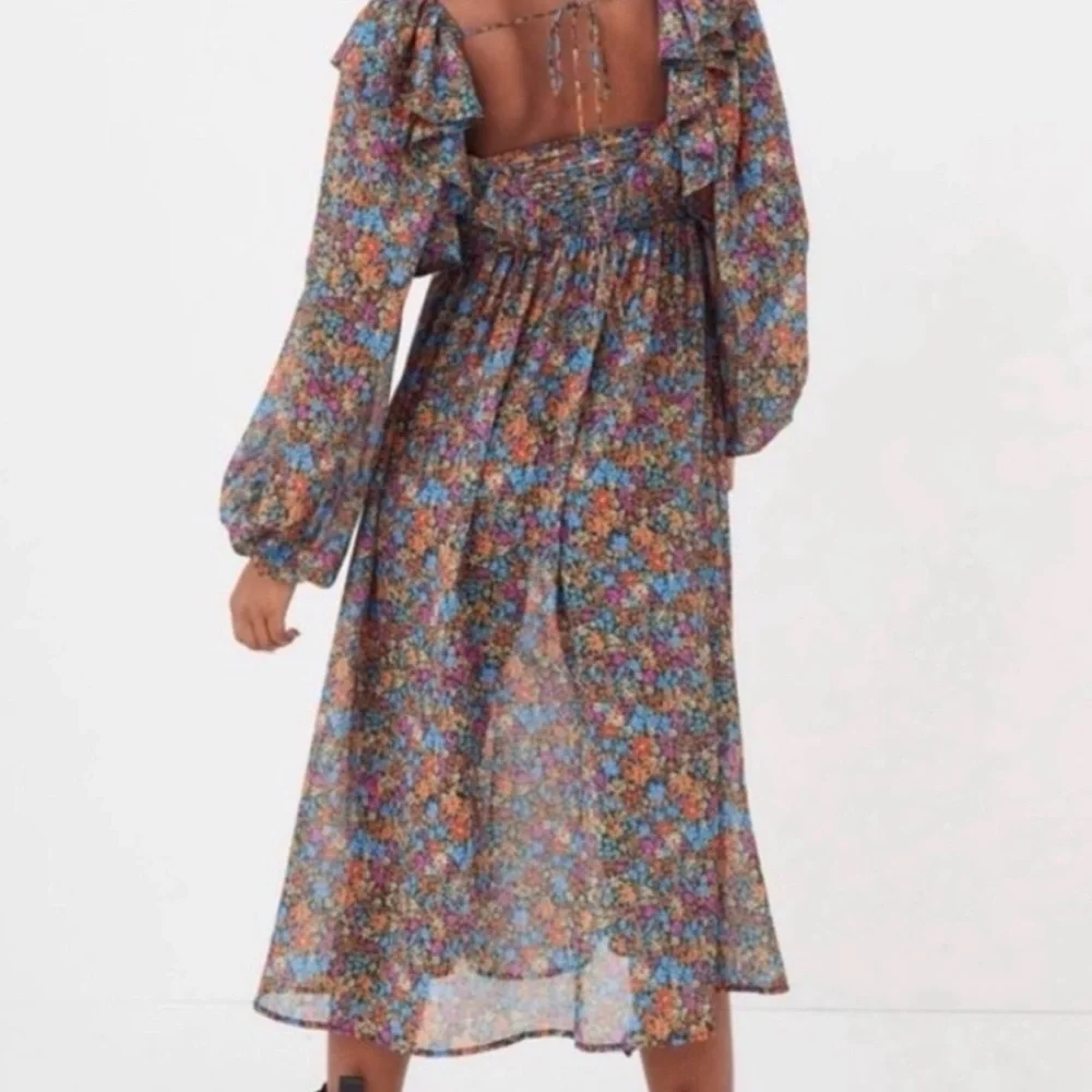 NWT For Love & Lemons Brittany Floral Print Long Sleeve Midi Dress Size M - Picture 5 of 13